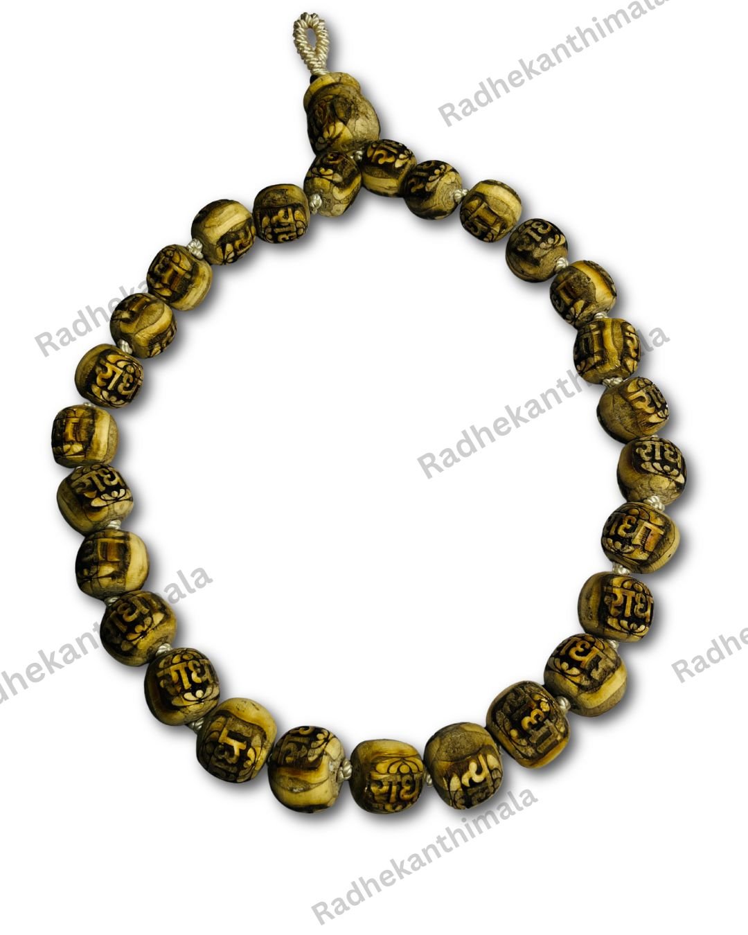 Devotee wearing Big Beads Radha Tulsi Mala around neck
