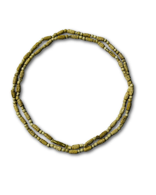 Closeup of Radha Dana Tulsi Mala beads
