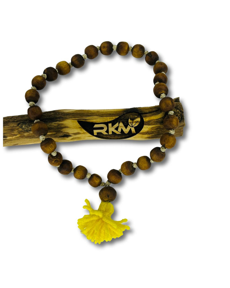 27+1 Beads Original Tulsi Sumrani Japa made from natural Tulsi wood with smooth round beads for mantra chanting, meditation, and daily spiritual practice.