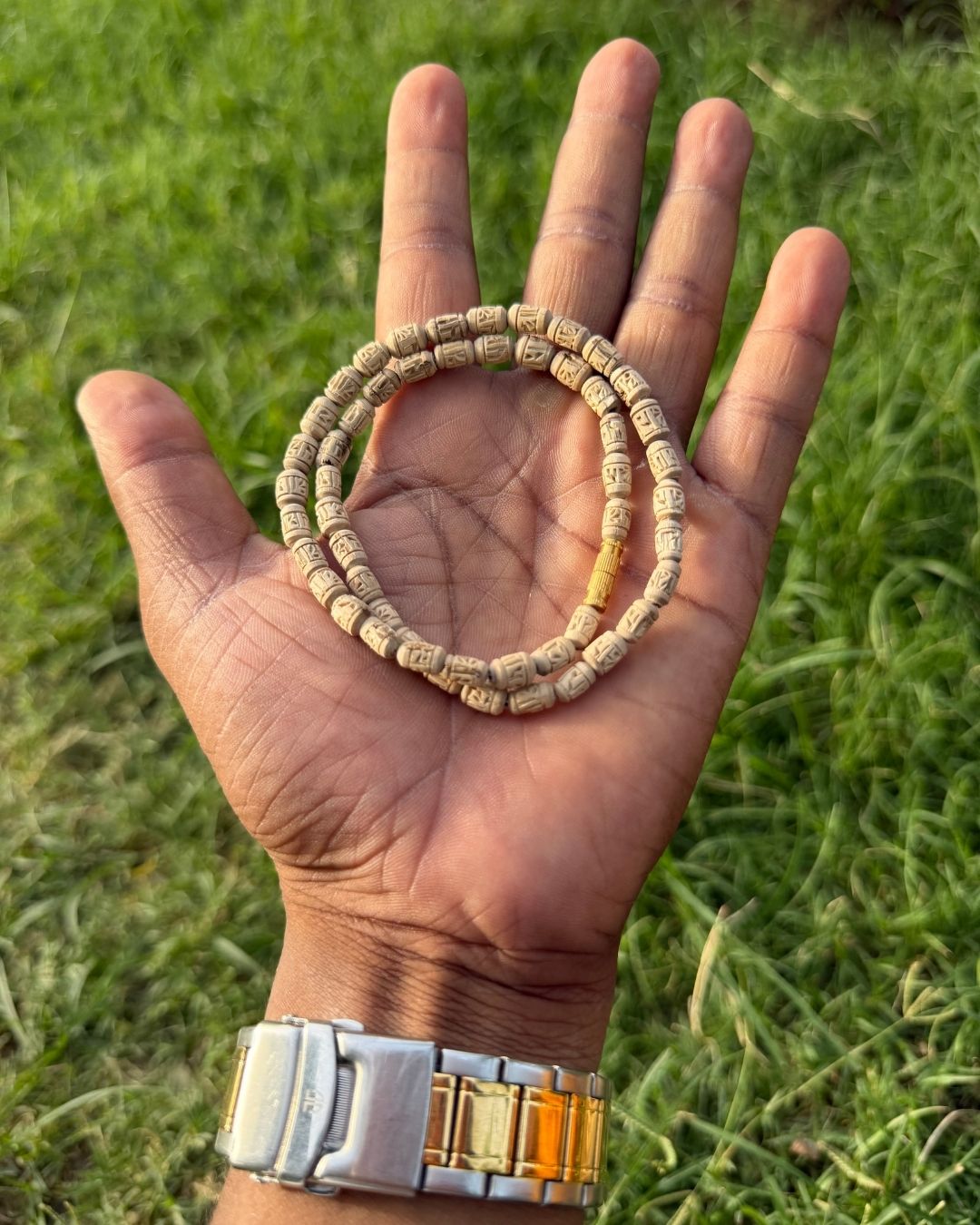 1 Round Radha Name beads Authentic Tulsi Kanthi Mala made with Original Natural Tulsi Beads