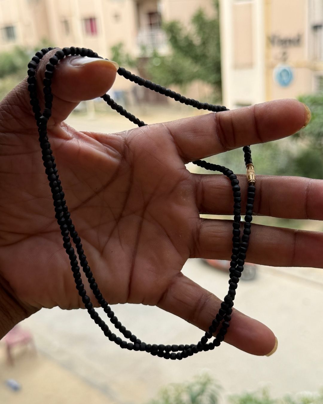2 Round Black Tulsi Mala with round black Tulsi beads suitable for daily devotional wear
