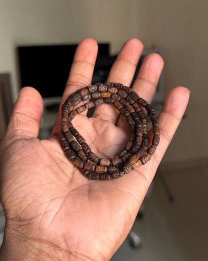 Double round original Tulsi Mala with engraved Radha name beads