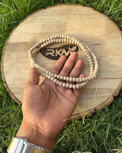 Natural Tulsi Kanthi Mala 2 Round crafted with authentic Tulsi wood beads