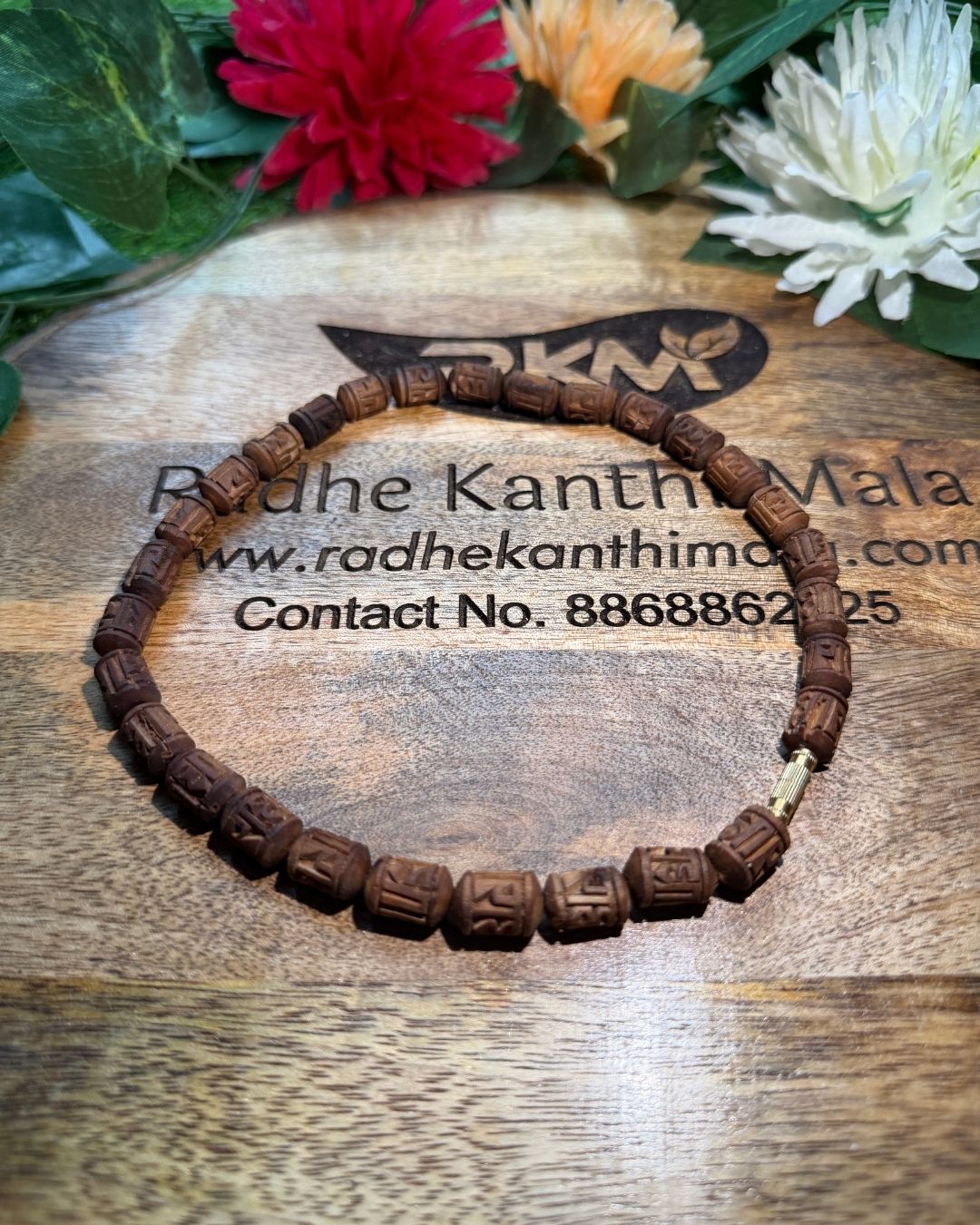 Original 1 Round Radha Name Dark brown tulsi mala for Krishna bhakti prayer and spiritual practice