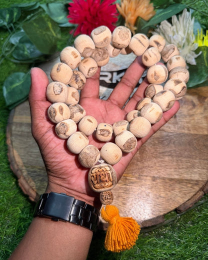 Original Tulsi Japa Mala Round Big Beads 27+1 ( 21 - 25mm ) sacred Tulsi beads for japa meditation and Krishna bhakti