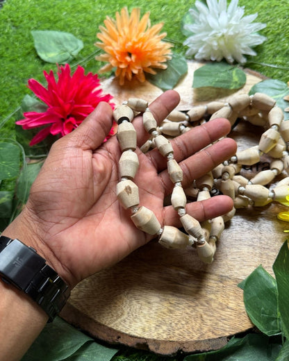 Original Tulsi Mridanga Shaped Japa Mala 108 + 1 ( 10 - 16mm) Beads Vaishnav devotional Tulsi mala for chanting worship and spiritual use
