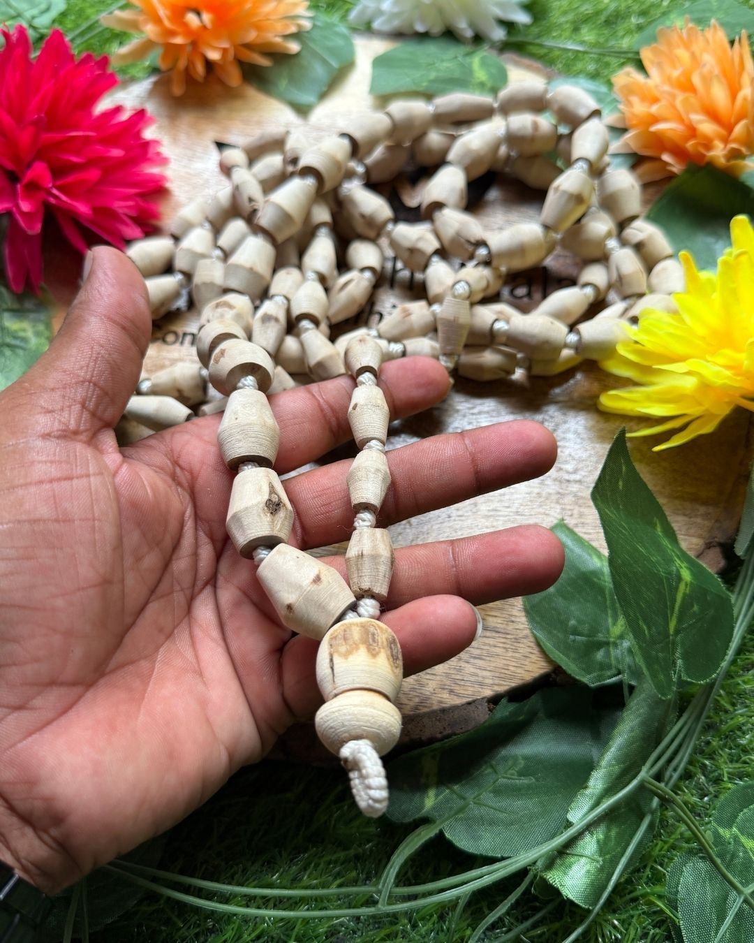 Original Tulsi Mridanga Shaped Japa Mala 108 + 1 Big Beads devotional Tulsi mala for Hare Krishna chanting meditation and prayer
