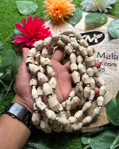 Original Tulsi Mridanga Shaped Japa Mala 108 + 1 Big Beads natural Tulsi beads designed for mantra chanting and daily spiritual use