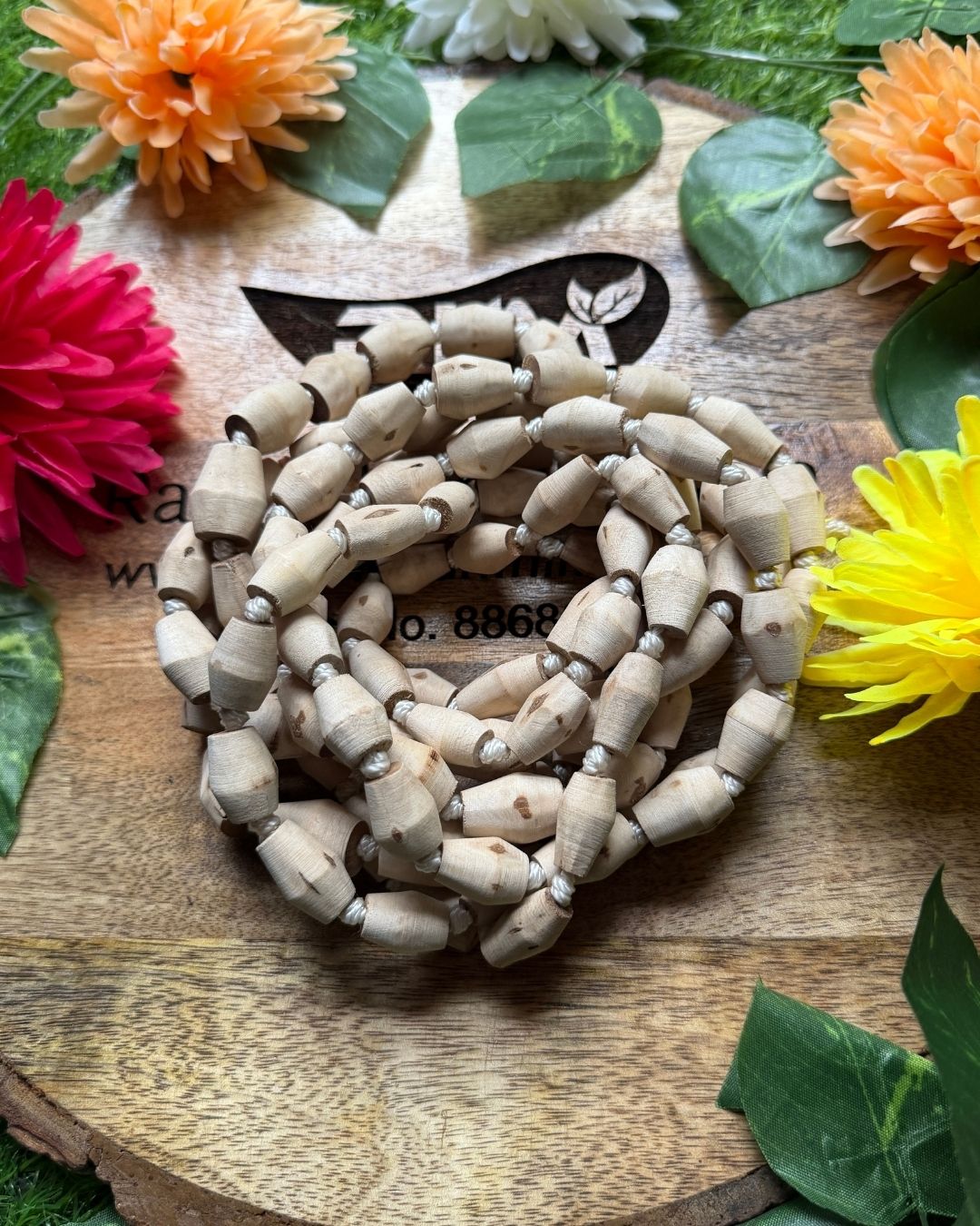 Original Tulsi Mridanga Shaped Japa Mala 108 + 1 Big Beads made from sacred Tulsi beads for daily japa and meditation