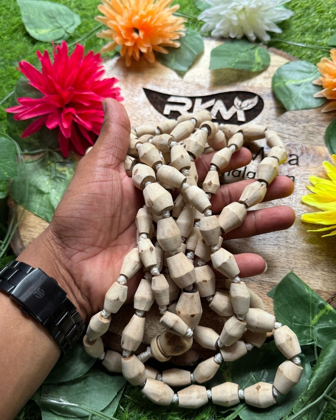 Original Tulsi Mridanga Shaped Japa Mala 108 + 1 Big Beads traditional Tulsi bead mala for Krishna naam japa and spiritual practice