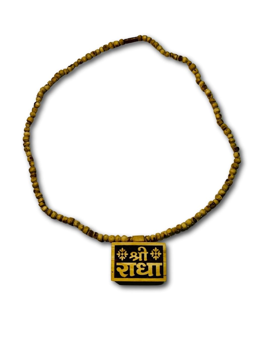 Radha Naam Bhaktmal Tulsi Mala necklace made from natural Tulsi beads