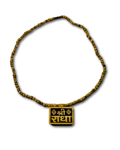 Radha Naam Bhaktmal Tulsi Mala necklace made from natural Tulsi beads