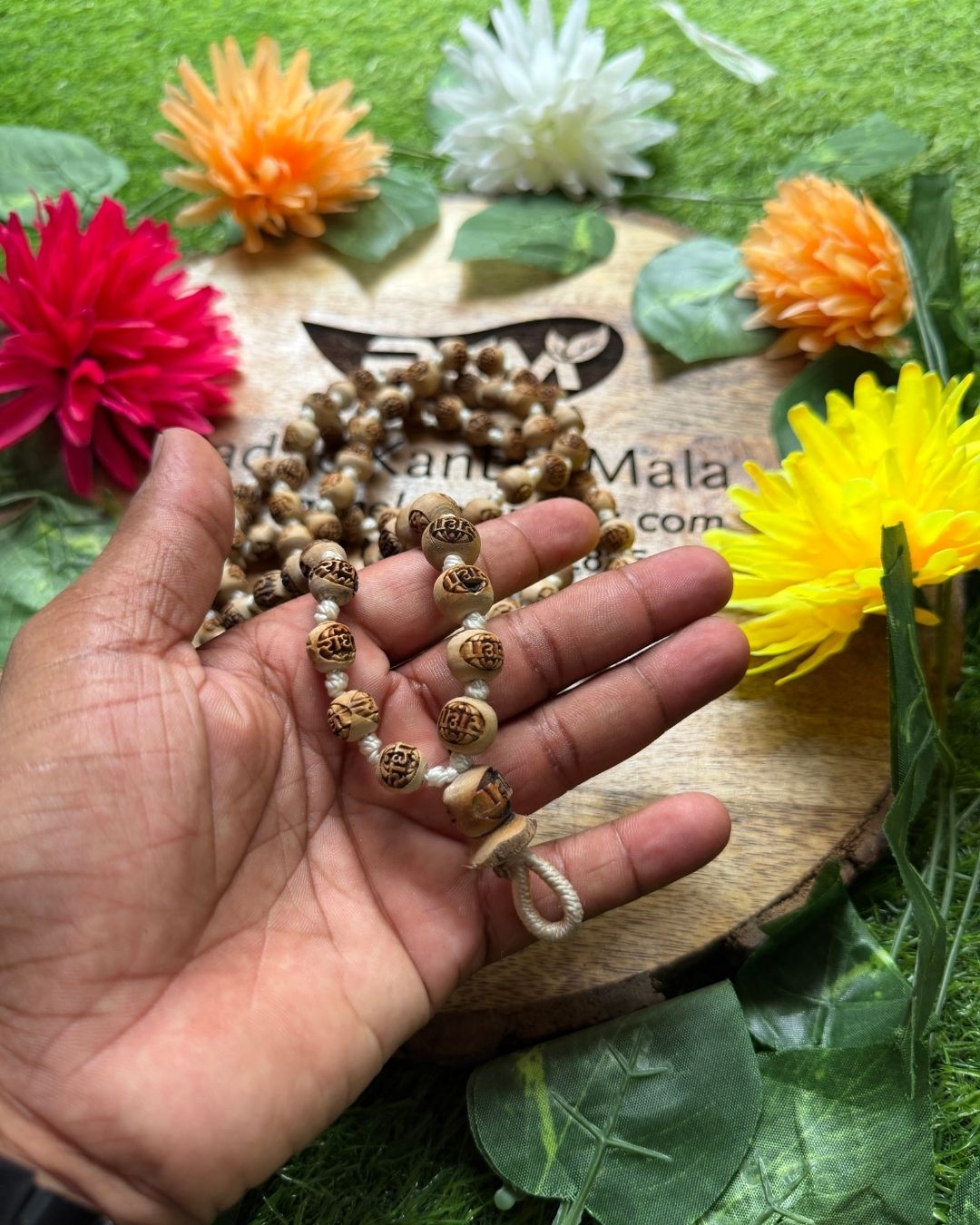 Radha Naam Japa Tulsi Mala 108+1 beads - devotional Tulsi mala suitable for daily japa meditation prayer and Radha bhakti