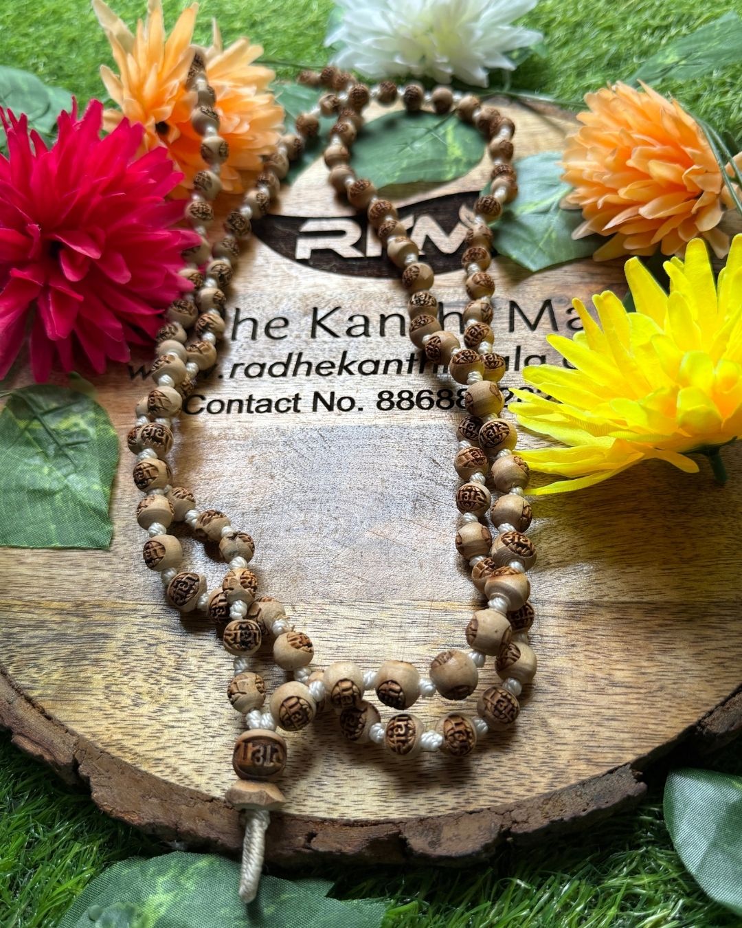 Radha Naam Japa Tulsi Mala 108+1 beads - original Vaishnav Tulsi mala for devotional chanting Radha naam and spiritual practice