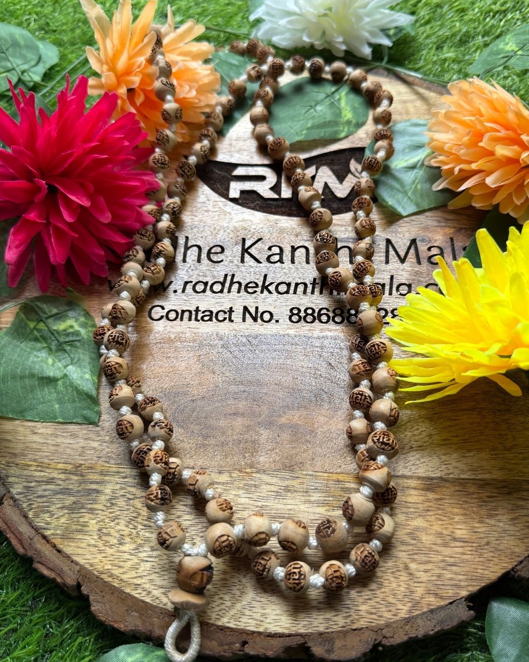 Radha Naam Japa Tulsi Mala 108+1 beads - spiritual Tulsi mala for meditation mantra chanting and daily prayer