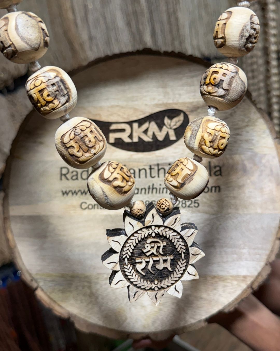 Shri Ram Big Size Tulsi Mala featuring original natural Tulsi wood beads