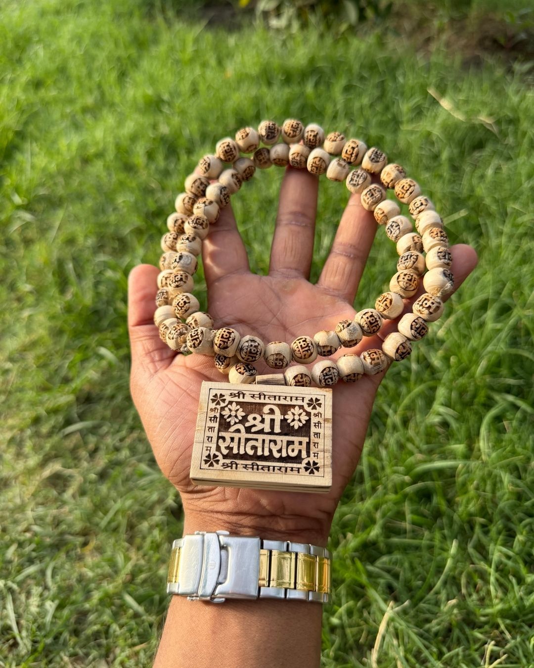 Original Sitaram Tulsi Bhaktmal with Radha Name Beads made from natural Tulsi beads