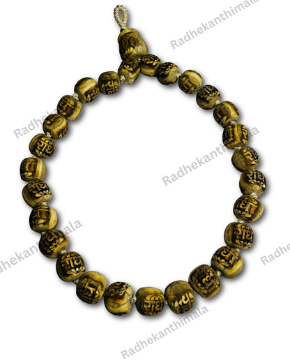 Devotee wearing Big Beads Radha Tulsi Mala around neck