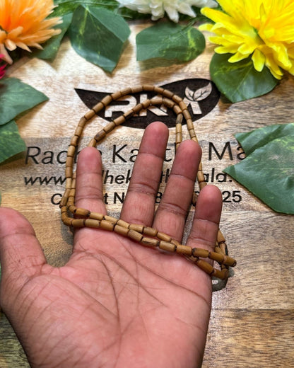 brown chara tulsi mala made with natural wooden beads for devotional wear
