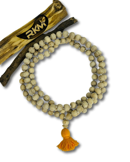 Hand Made Tulsi Japa Mala crafted from natural Tulsi wood for daily mantra chanting, meditation, and devotional worship.