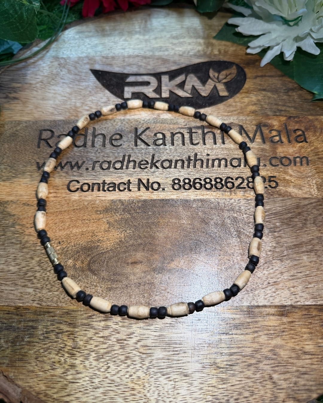 Premium Black Tulsi Mala with Dark Black Round Beads - Authentic Tulsi mala for spiritual and daily wear