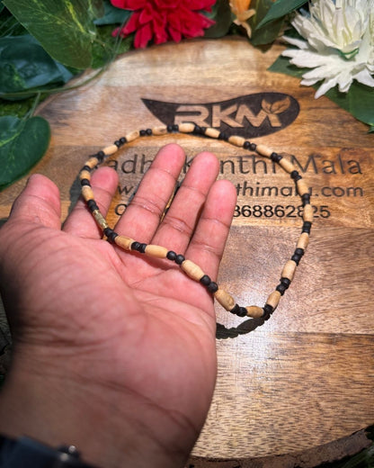 Premium Black Tulsi Mala with Dark Black Round Beads - Natural Tulsi mala for comfortable daily use