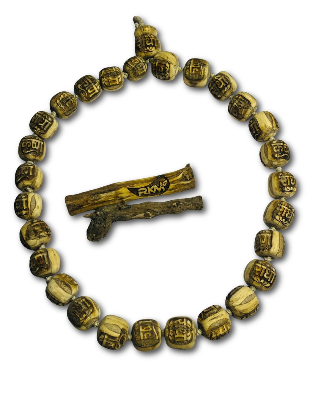 Devotee wearing Radha Big Size Tulsi Mala around neck