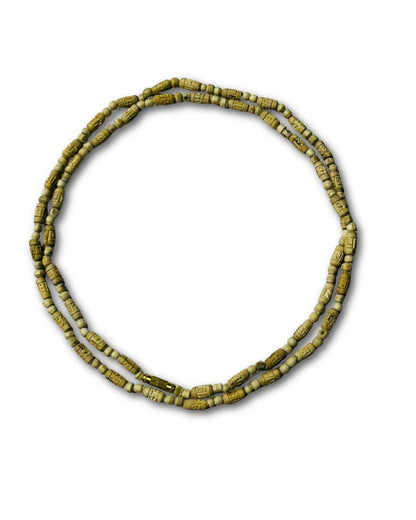 Closeup of Radha Dana Tulsi Mala beads