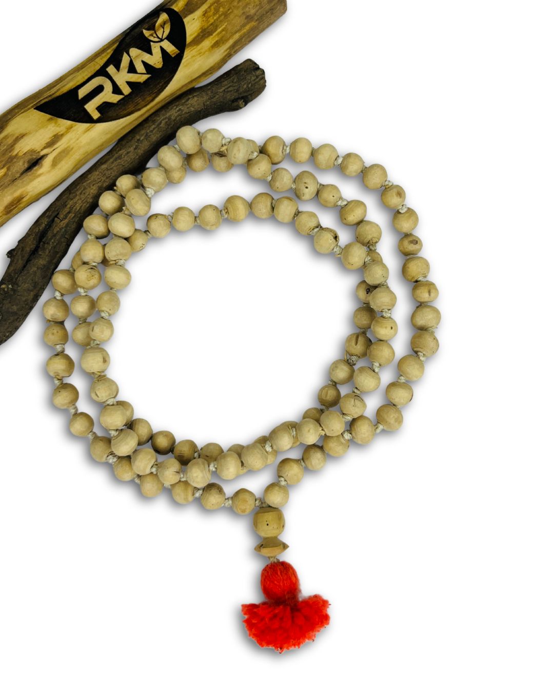 Real Tulsi Japa Mala made from natural Tulsi wood beads for daily mantra chanting, meditation, and devotional worship.
