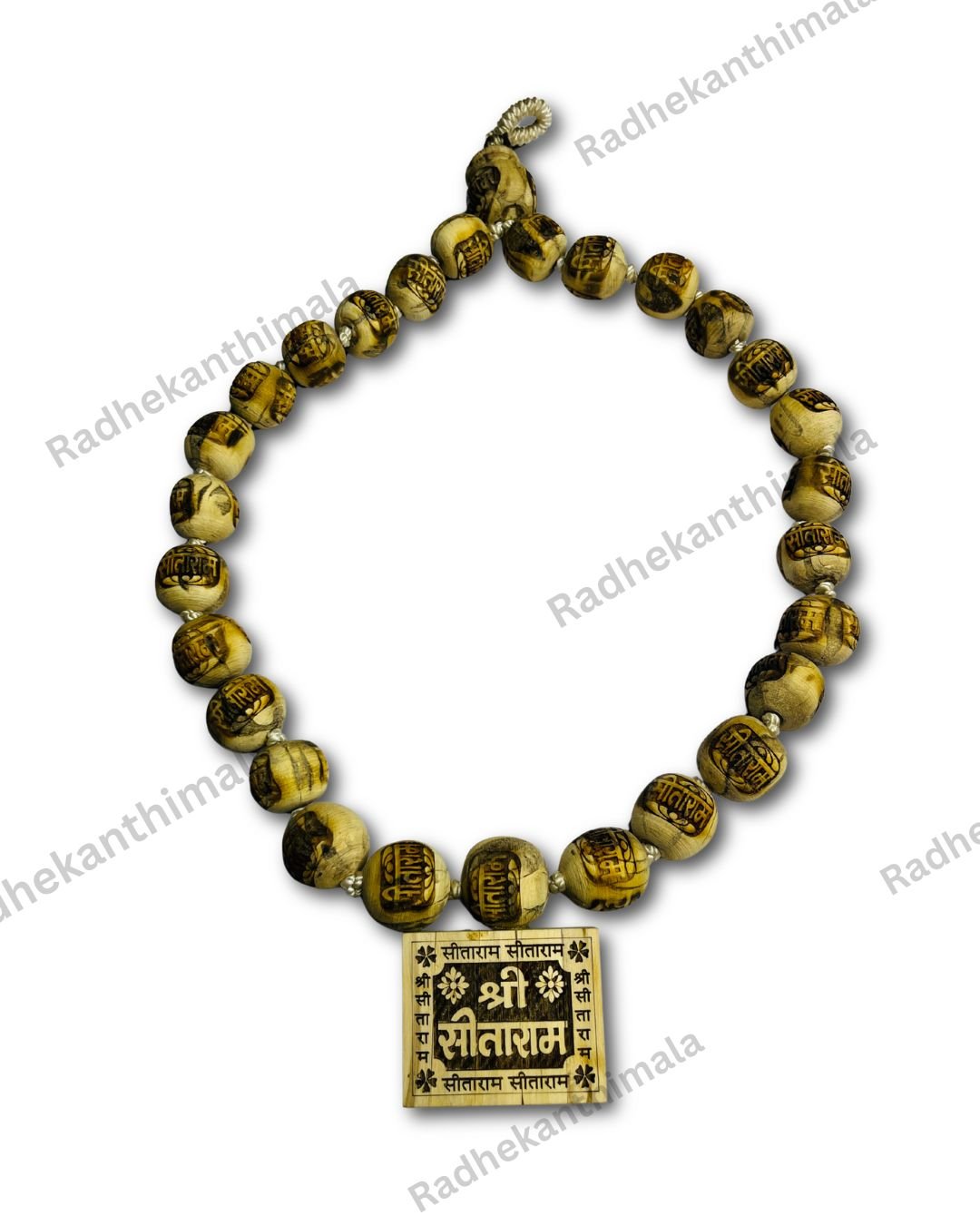 Close-up texture of Sitaram Big Bhaktmal Tulsi Mala beads