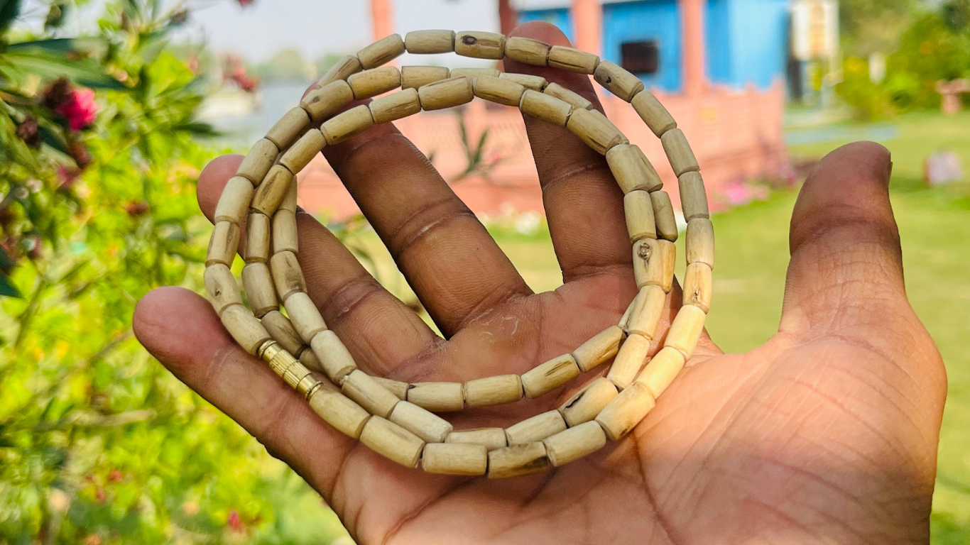 Benefits of wearing original tulsi mala made from natural Tulsi wood beads, handmade sacred spiritual mala