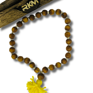 Sacred brown Tulsi Sumarni devotional mala with smooth polished tulsi beads used for mantra chanting and Vaishnav rituals