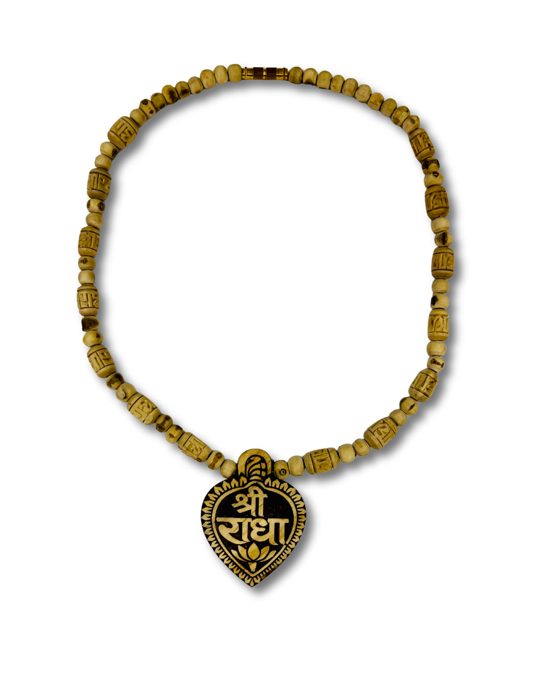 Full Length Locket Tulsi Mala Traditional Design Full length locket Tulsi mala with evenly sized Tulsi beads and balanced locket placement