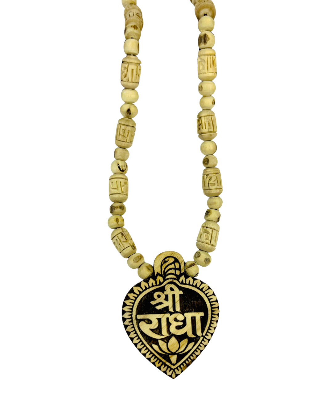 Locket Tulsi Mala Handmade Natural Tulsi Wood Locket Tulsi mala handmade from natural Tulsi wood with sacred locket for daily spiritual wear