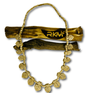 devotee wearing hand made 16 patta tulsi mala vaishnav kanthi mala