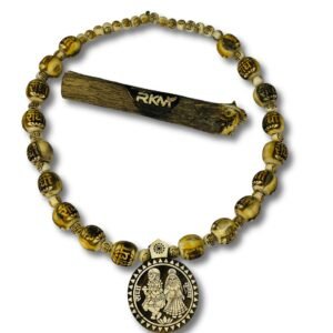 Close-up view of original Tulsi beads in Radha Jugal Tulsi Mala