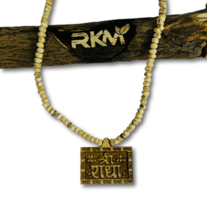 handmade radha locket tulsi mala crafted from natural tulsi wood