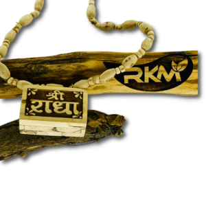 Original Shree Radha Bhaktmal Tulsi Mala close up showing pure Tulsi beads