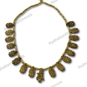 Close up view of 16 Patta Jugal Tulsi Mala natural tulsi beads