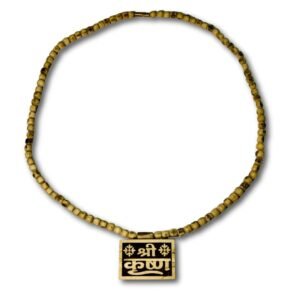 Shri Krishna Bhakmal Locket Mala front view with devotional locket