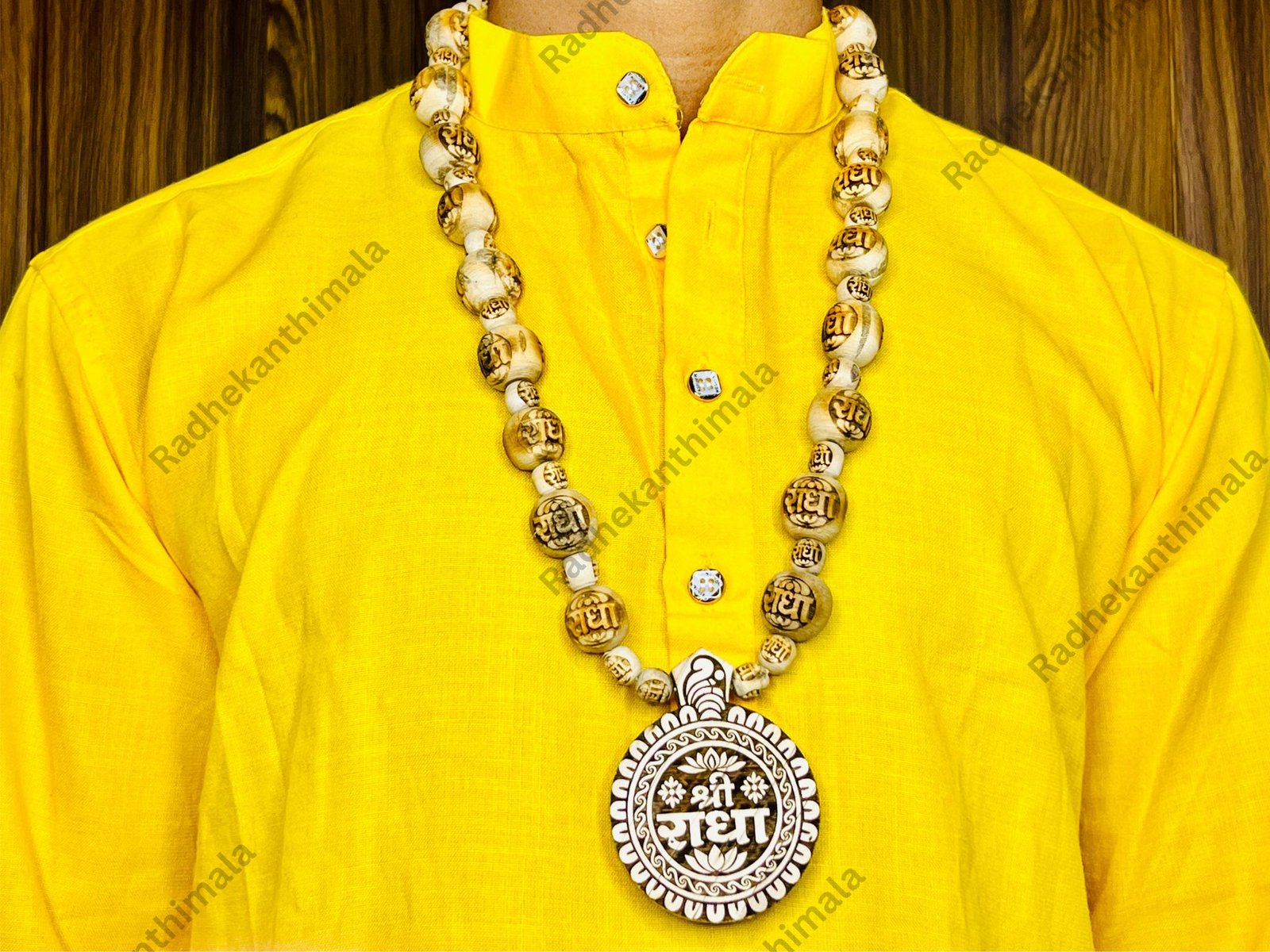 Shri Radha Tulsi Mala worn around the neck as traditional kanthi mala