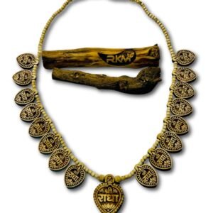 16 Patta Radha Locket Tulsi Mala placed in home temple for daily devotion