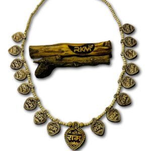 Close up view of 16 Patta Ram Tulsi Mala natural tulsi beads