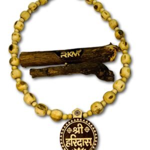 Full-length Haridas Locket Tulsi Mala with traditional devotional design