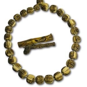 Devotee wearing Radha Big Size Tulsi Mala around neck