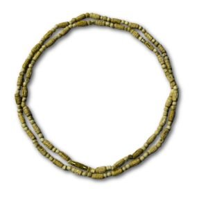 Closeup of Radha Dana Tulsi Mala beads