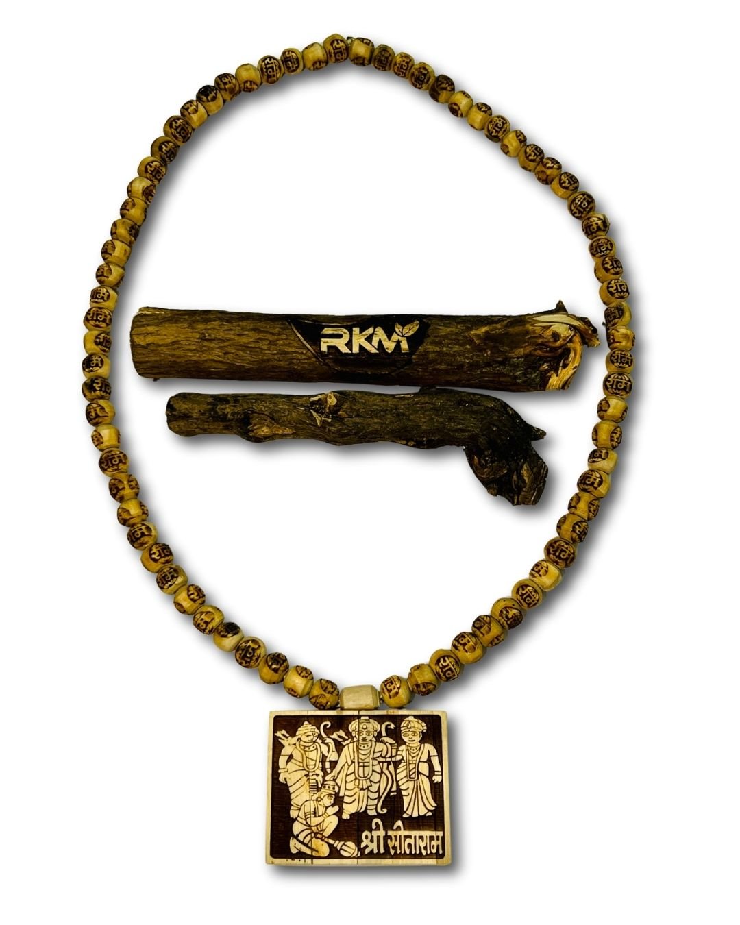 Handcrafted Ram Darbar Tulsi Mala made with sacred Tulsi wood beads for prayer and meditation Handcrafted Ram Darbar Tulsi Mala made with sacred Tulsi wood beads